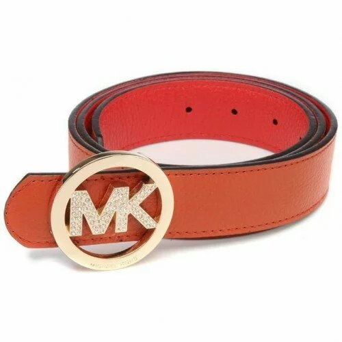 Michael Kors Logo-Medallion Leather Large Orange Belts