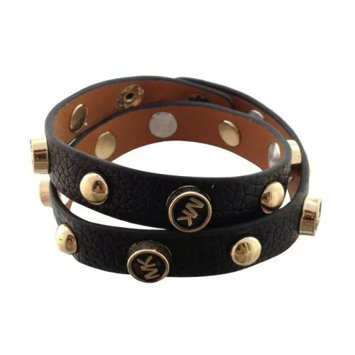 Michael Kors Embossed Leather Black Bracelets