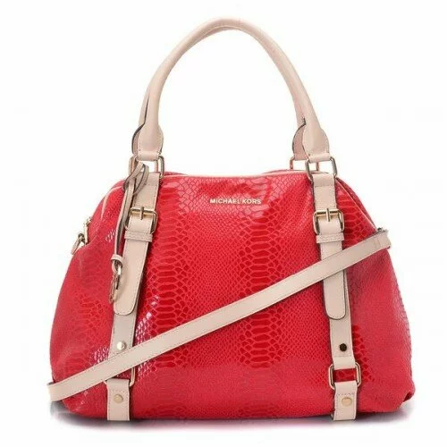 Michael Kors Bedford Extra Large Bowling Satchel Red