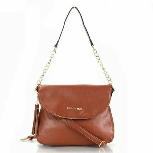 Michael Kors Bedford Leather Tassel Medium Brown Crossbody Bags