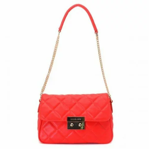 Michael Kors Large Sloan Quilted Shoulder Bag Red Quilted Leather