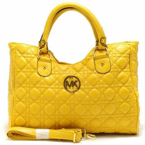 Michael Kors Fulton Quilted Large Yellow Satchels