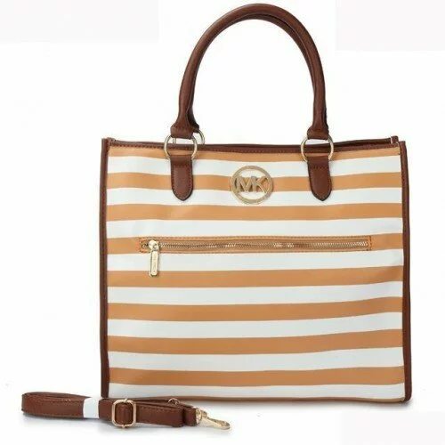 Michael Kors Striped Large Yellow Totes