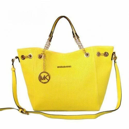 Michael Kors Perforated Chain Large Yellow Totes