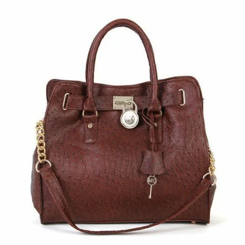 Michael Kors Ostrich-Embossed Large Coffee Totes