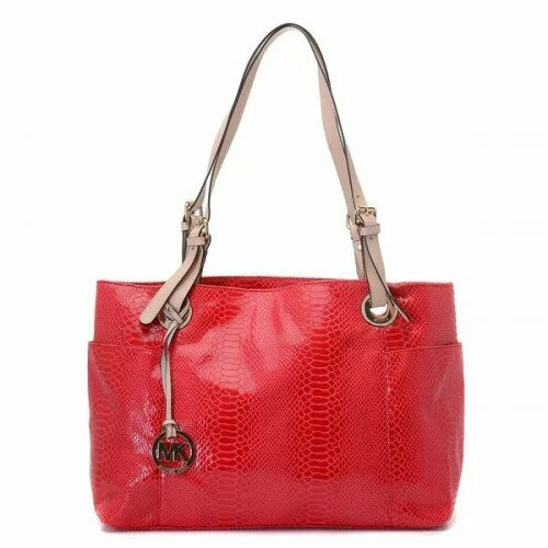 Michael Kors Jet Set Zip-top Tote Red Python-embossed Leather