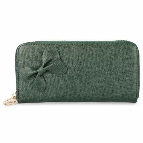 Michael Kors Bowknot Leather Large Green Wallets