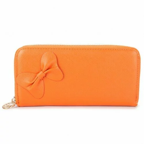 Michael Kors Bowknot Leather Large Orange Wallets